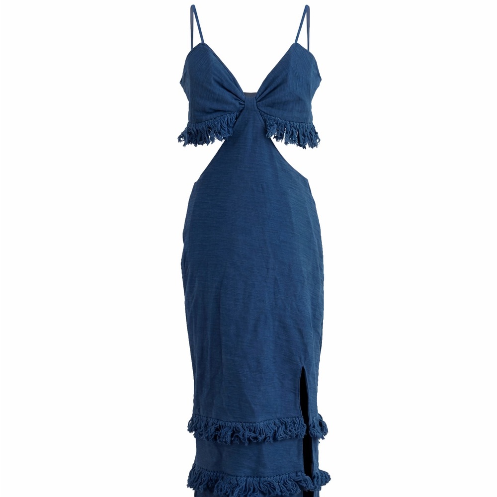 SAYLOR NWT Haverine Midi / Maxi fringe dress in French Blue